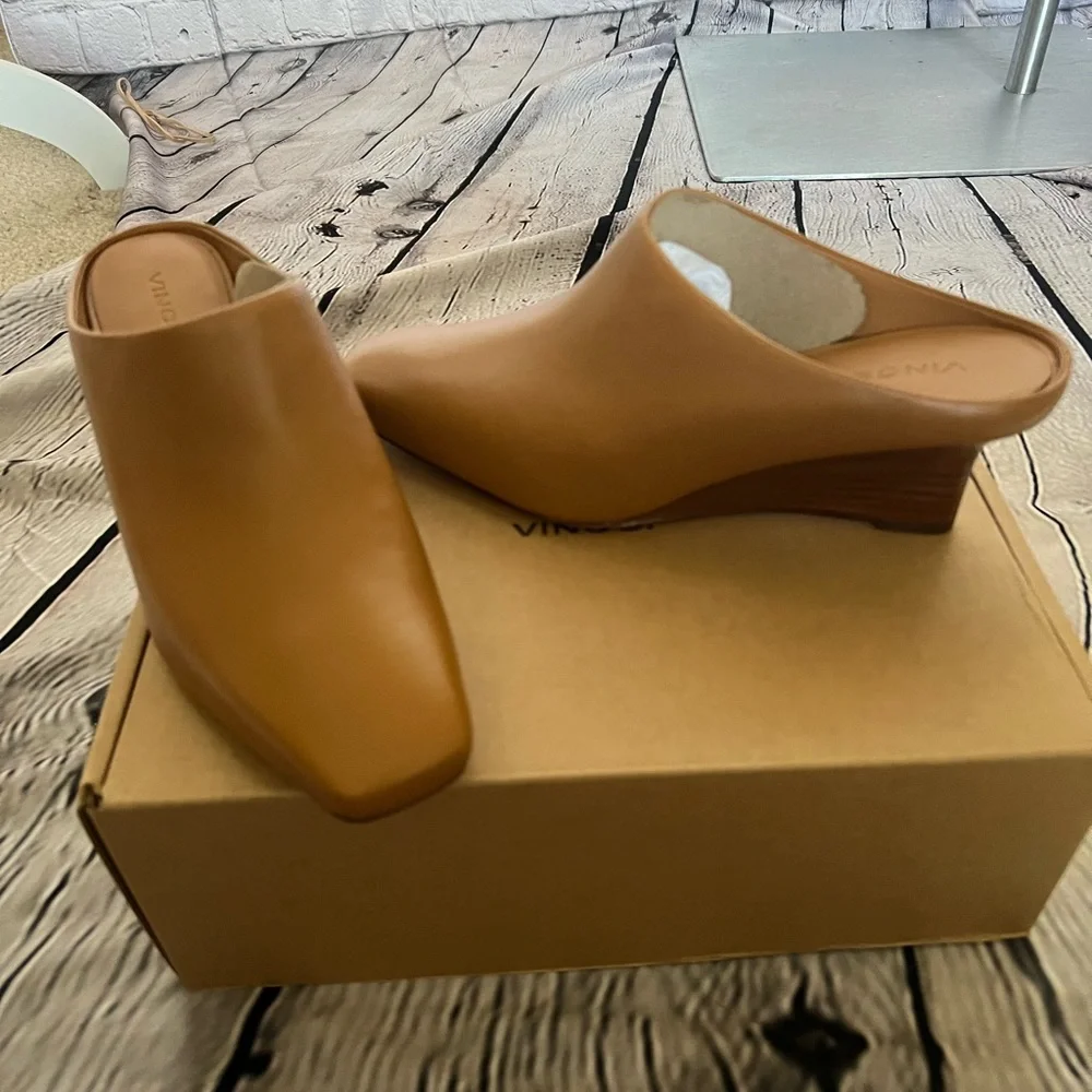 Vince Benita Womens Leather Slip On Wedge Heels
